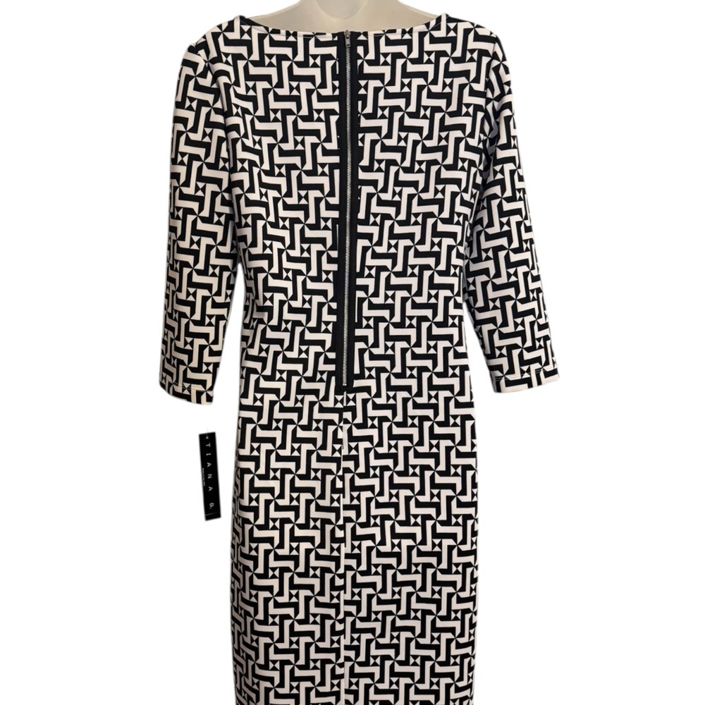 NWT Tiana B. Black/White Patterned Perfect for FALL/OFFICE Dress   SIZE: 8   #CL - Picture 4 of 9